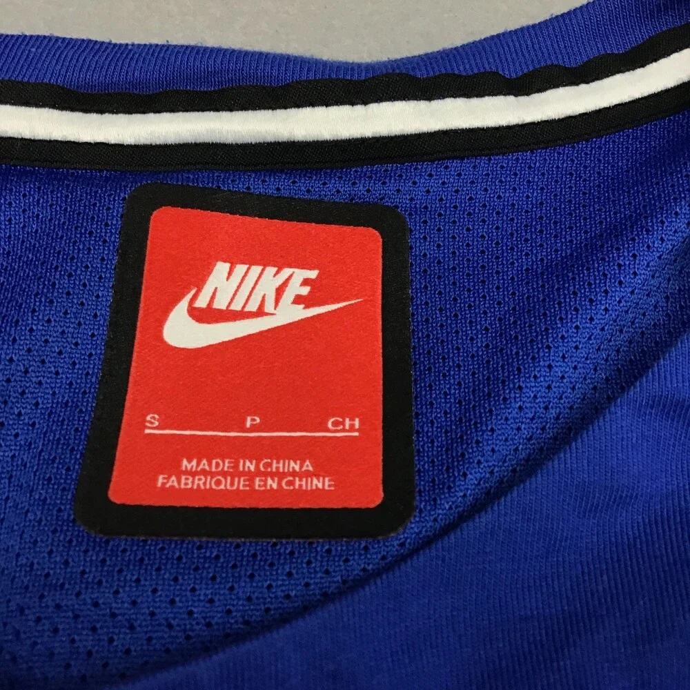 Nike Tech Shirt Men Small Blue Solid Short Sleeve Zip Pocket Crew Pullover S